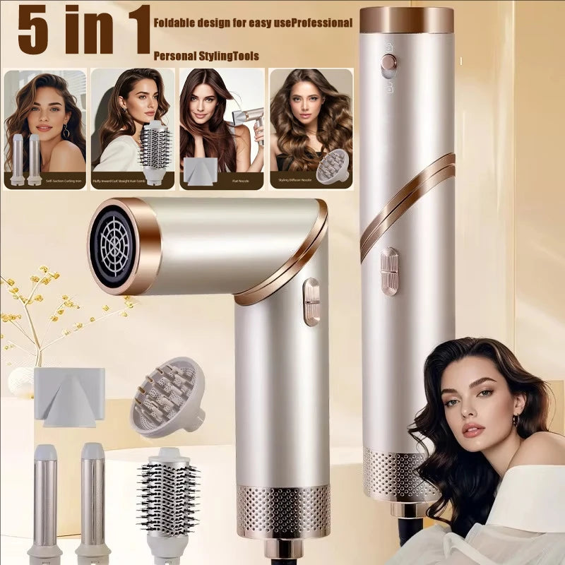 5 in 1 Hair Dryer Brush Brushless High Speed Hair Dryer with Diffuser Ionic Blow Dryer Hot Air Styling Comb Auto Hair Curler