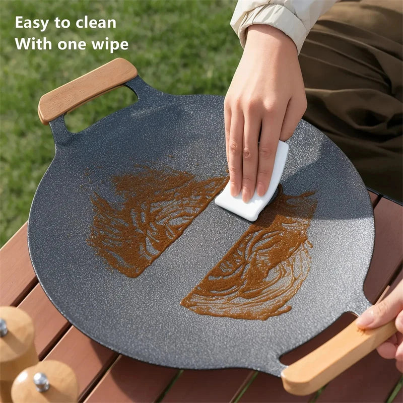 Korean Round Grill Pan Barbecue Pan Pork Belly Non-stick Cooker Maifan Stone Induction Cooker Gas Barbecue Tray Roast Plate