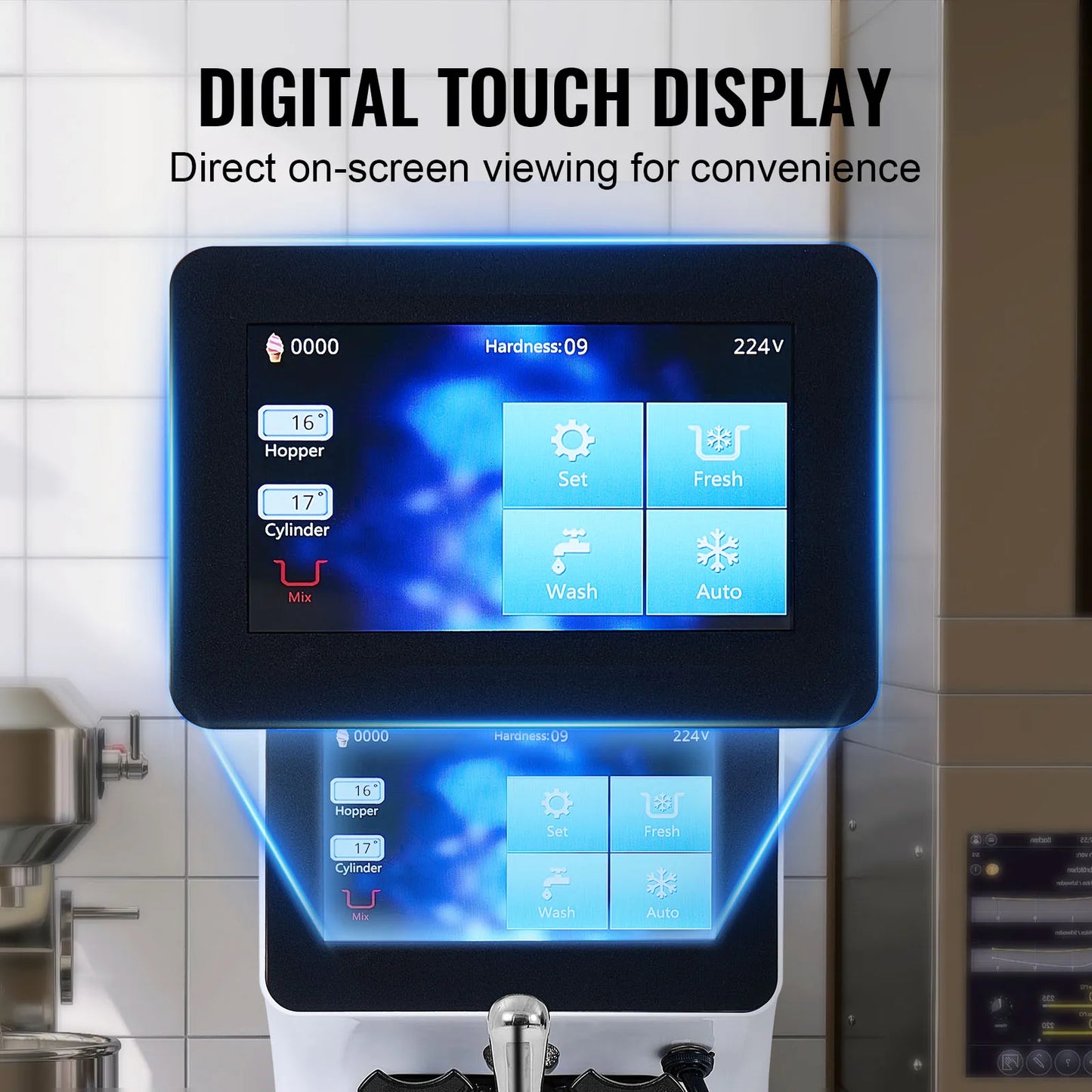 VEVOR Commercial Ice Cream Machine 10.6 QT/H Yield 1000W Single Flavor Countertop Soft Serve Ice Cream Maker 4L Hopper  Cylinder