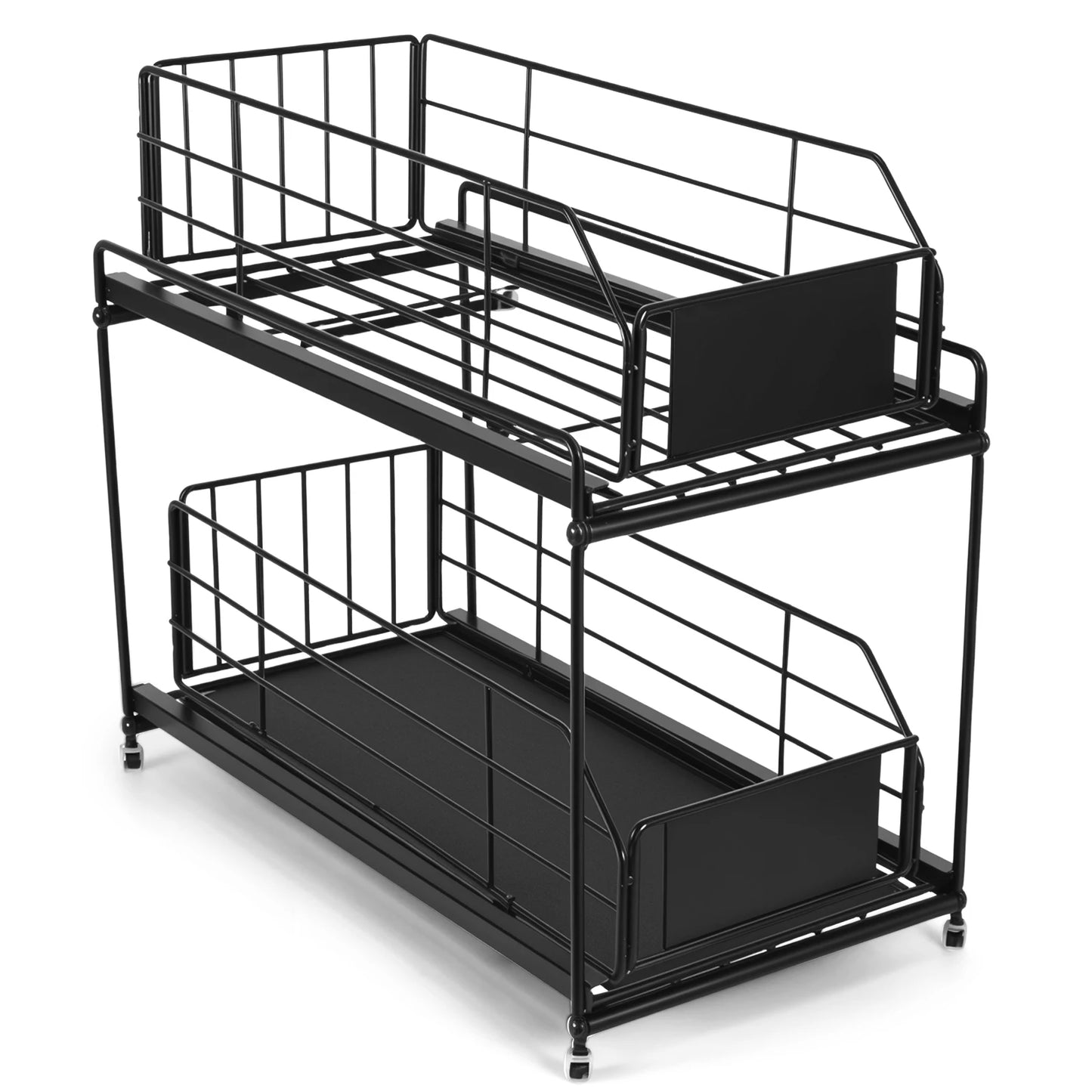 Pull out Cabinet Organizer 2-Tier Spice Rack Inside Cupboard Metal Shelf Rack Organization Drawers for Kitchen Bathroom Storage