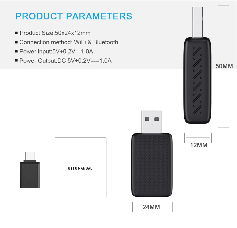 Carplay Wireless Adapter Android Auto 2in 1 Smart Dongle 2025 5G WIFI For iphone Android Phone For Volvo Benz Mg Kia Chery VW