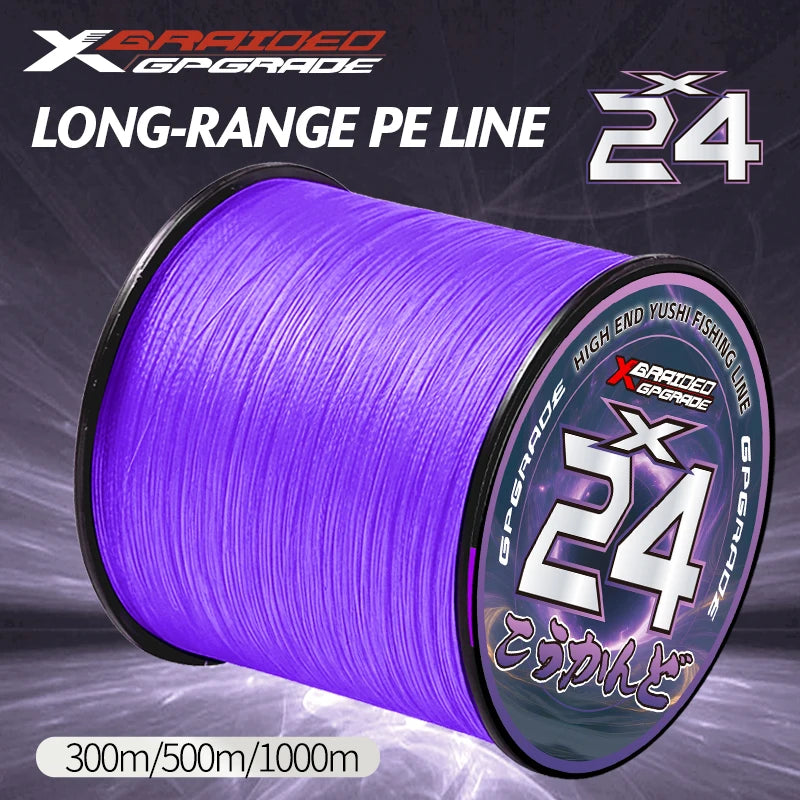 YGKX New Fishing Lines 24 Strands Braided PE Japan Smooth Multifilament Line 300/500/1000M Sea Fishing Carp Fly Wire line Tool