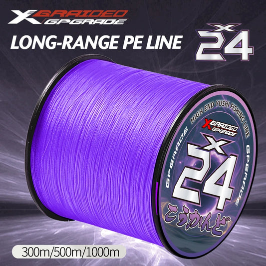 YGKX New Fishing Lines 24 Strands Braided PE Japan Smooth Multifilament Line 300/500/1000M Sea Fishing Carp Fly Wire line Tool