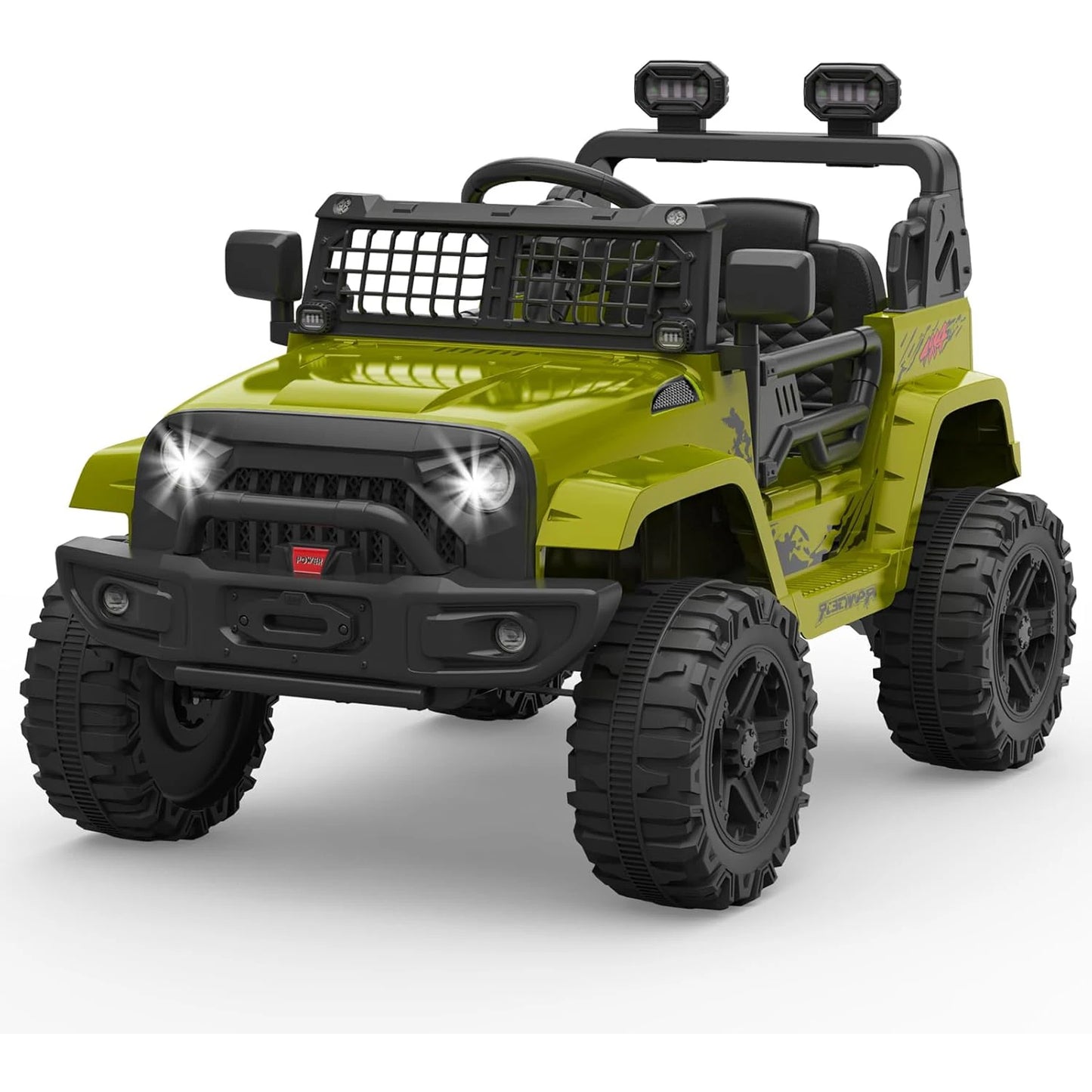 Electric Car Kid 12V Children's Ride On Off-Road Car Toys with Suspension Spring/LED Lights/Bluetooth/2 Speeds for 3 to 8 Years