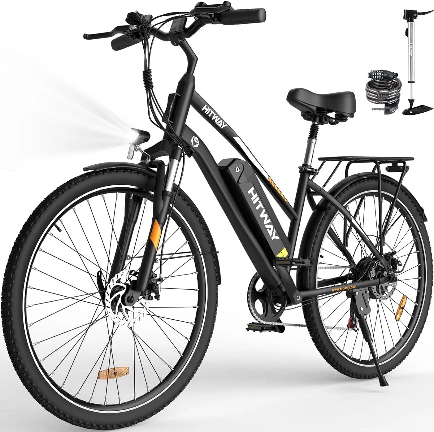HITWAY Electric bike, 28 electric bikes, city e-bike with removable battery 36V 13Ah, motor 250W, 7 speeds