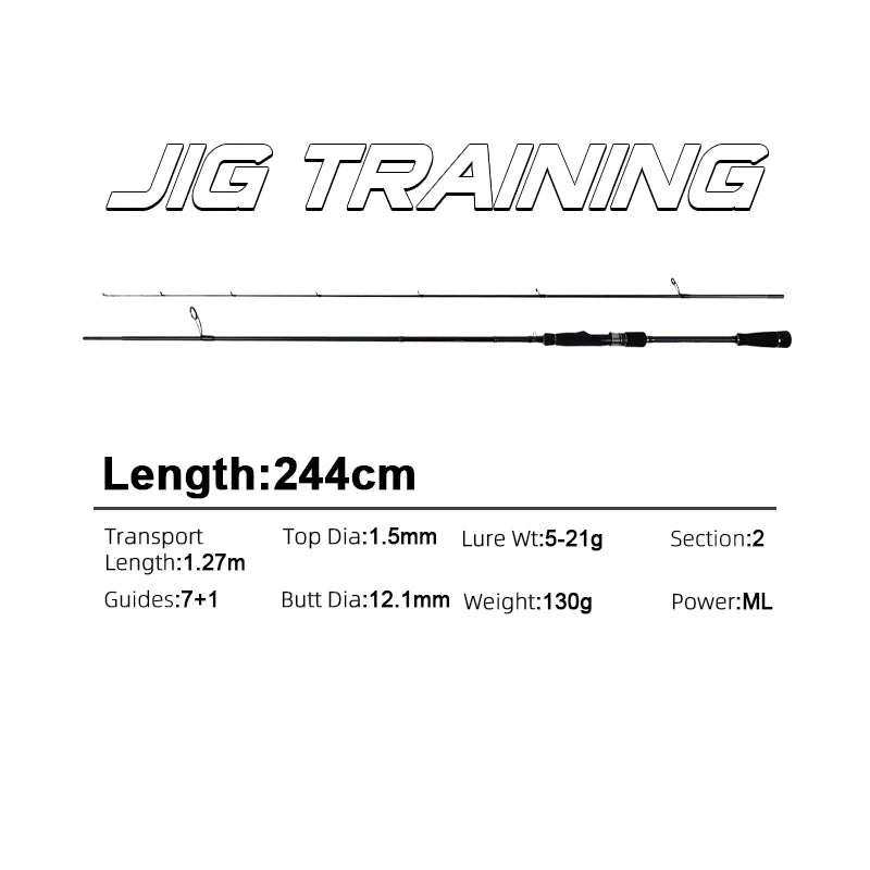 MIFINE JIG TRAINING Fishing Rod 3-14g/5-21G/ 7-28g/10-42g/12-56g/20-85g Zander Pike Bass Perch Spinning Rod Fast Hollow Tips