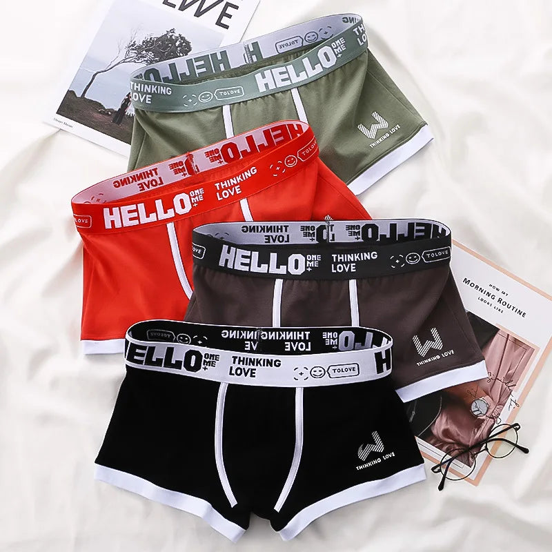 4PCS/LOT Men's Panties Cotton BoxerShorts Man Underwear Mens Boxers Sexy U Convex Male Underpants Plus Size Calzoncillos