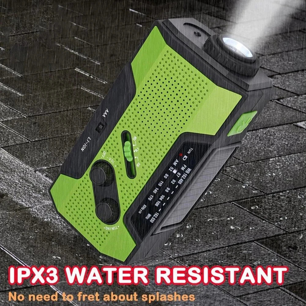 Emergency Weather Radio /AM/FM/WB With 2000mAh Portable Radio Power Bank USB/Solar/Hand Crank Charge,Battery Operated,SOS Alarm