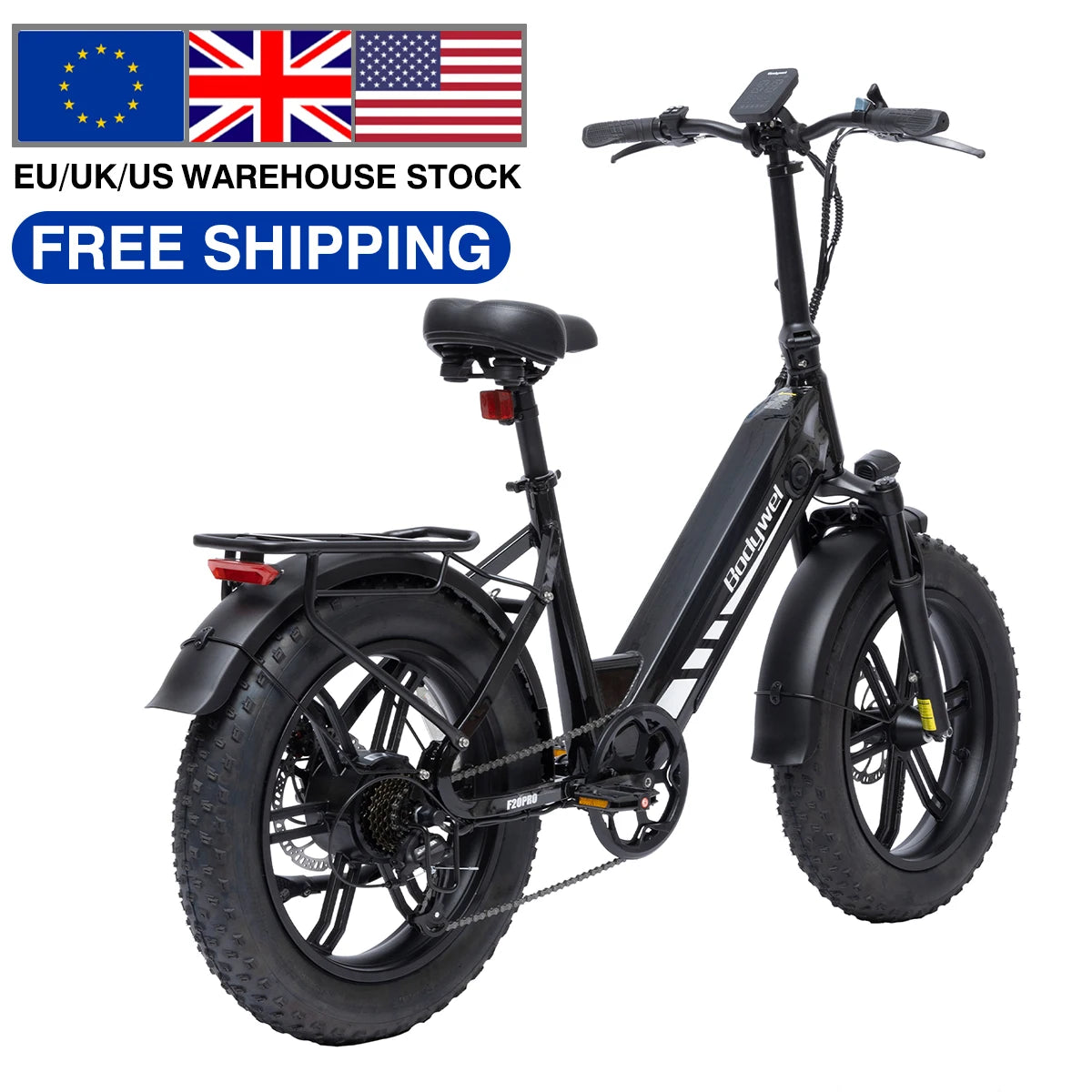 Fat Tire E-Bike Electric Bicycle 750W BAFANG Motor Torque Sensor, 48V 18Ah Battery, 20 Inch Off-Road Electric Bike for Adult