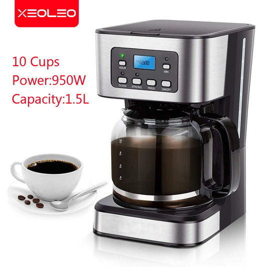 XEOLEO Automatic Coffee Machine Drip Cafe Maker 1.5L Glass Kettle American Espresso Coffee Maker Keep Warm Tea Pot Boiler