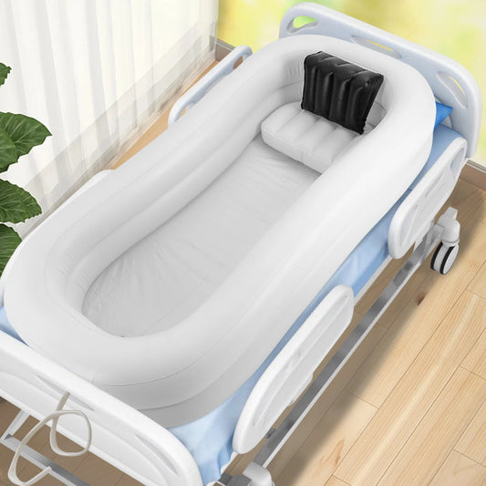 130W 10L Rectangle Portable Air Bathtubs for Adults Double-layer PVC Shower Bathtub with Electric Air Pump