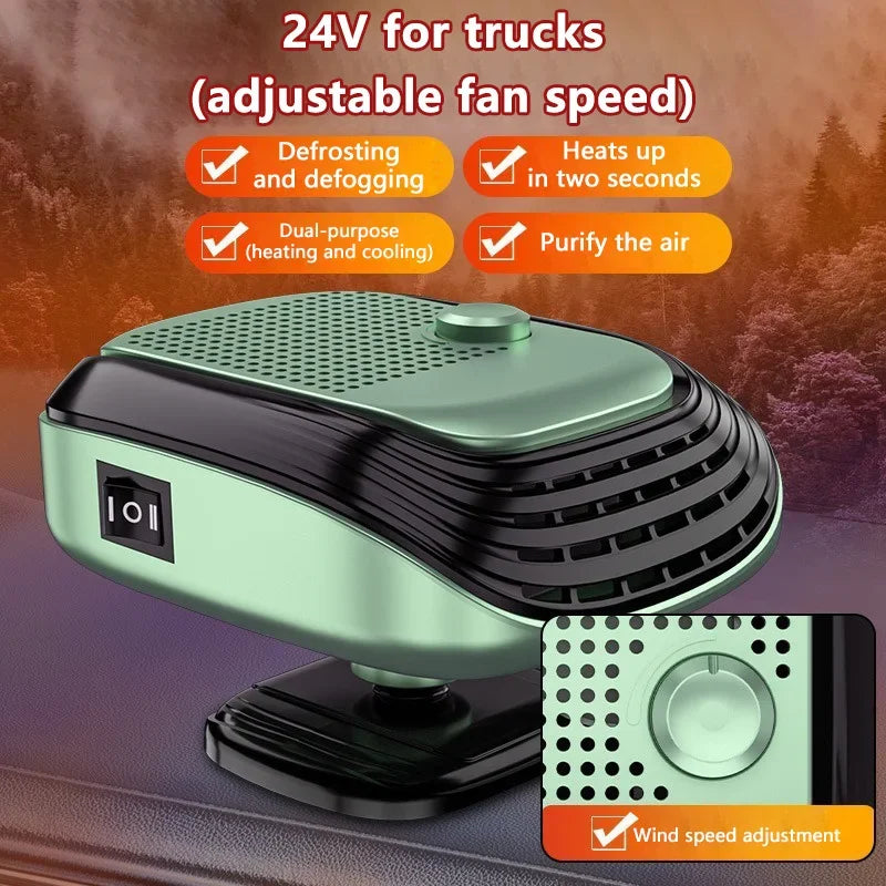 12V/24V Car Heater Fan 360° Rotation Winter Fast Car Heater Large Blowing Area Adjustable Wind Speed Windshield Defogging 2026