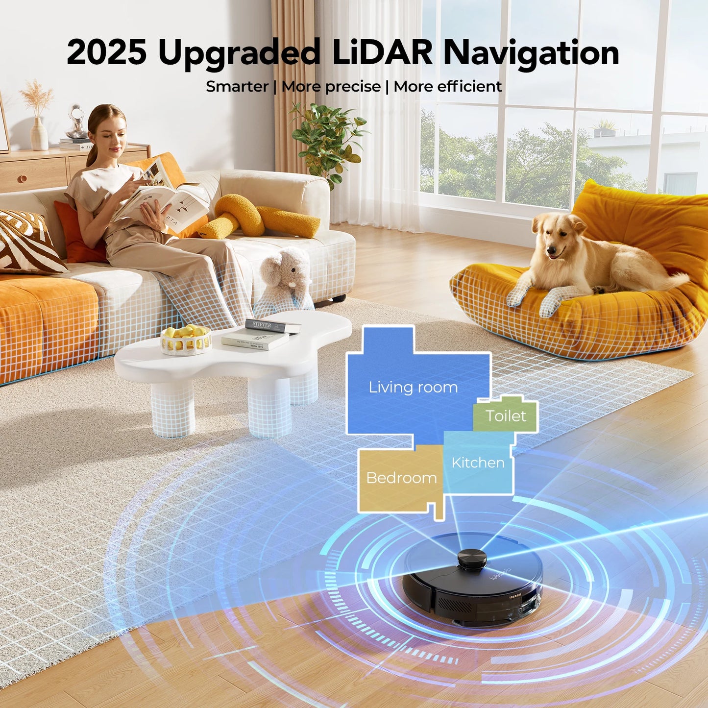 Lubluelu L15 Ultra 3-in-1 Robot Vacuum Mop Combo with LiDAR Navigation 5500Pa Suction Auto-Charging Smart APP 24 No-go Zones