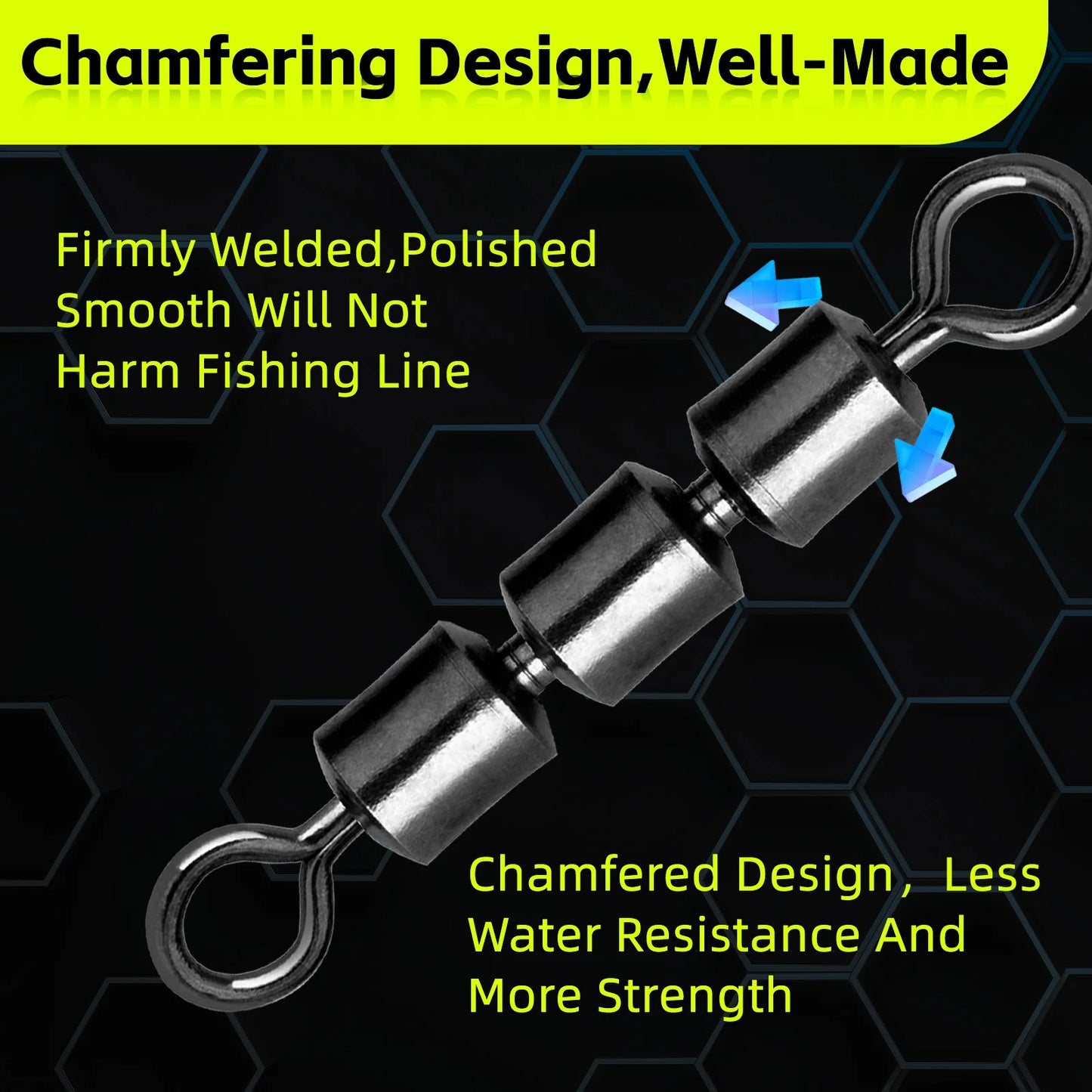 3 Roller Swivels 15~60Pcs Fishing Barrel Swivels High Speed Triple Bearing Rolling Siwvels Fishing Accessories Stainless Steel