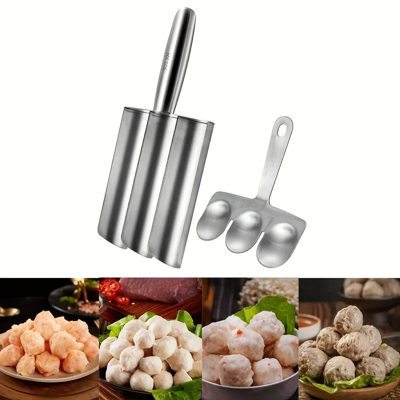Easy-Release Non-Stick Meatball Maker Set - Manual Meatball Spoon for Effortless Fish Balls-Ideal Kitchen Tool for Home Cooking