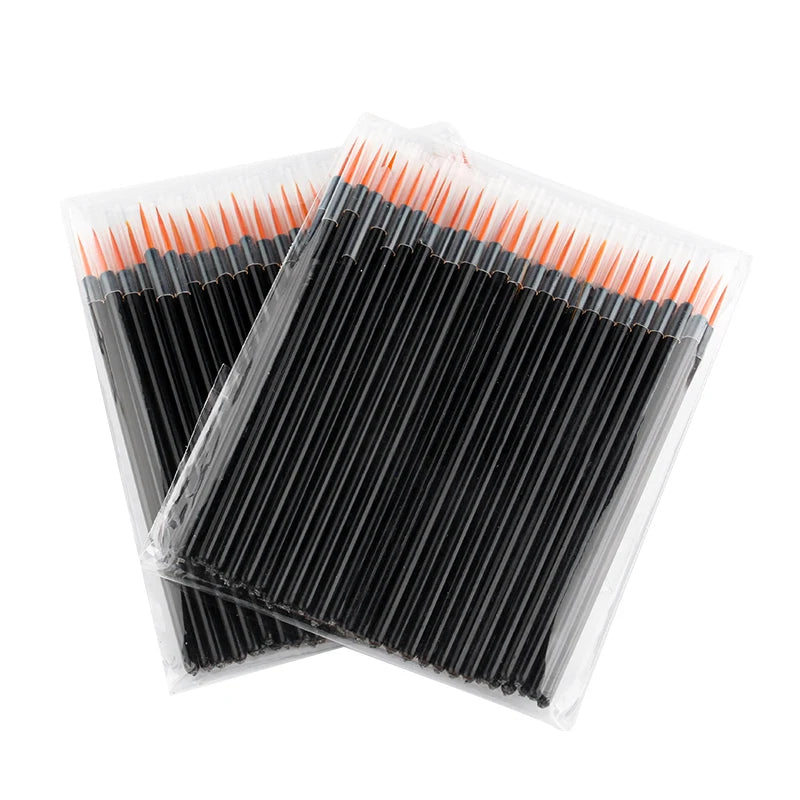 50/100pcs Makeups Eyeliner Brushes Fine Fiber Head Applicator Wand Extensions Cosmetic Brush With Cap Professional Makeup Tools