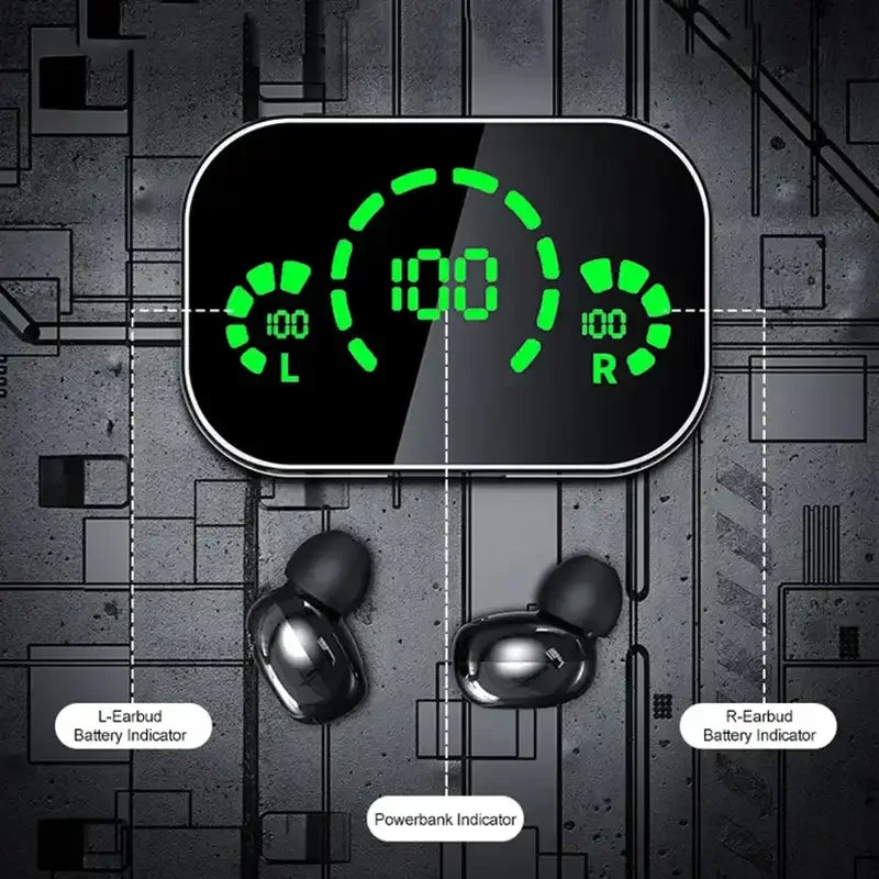 TWS Wireless Bluetooth Headset with Charge Box for Phone Noise Cancelling Mic Earbuds LED Display Headphones Sport Earphones