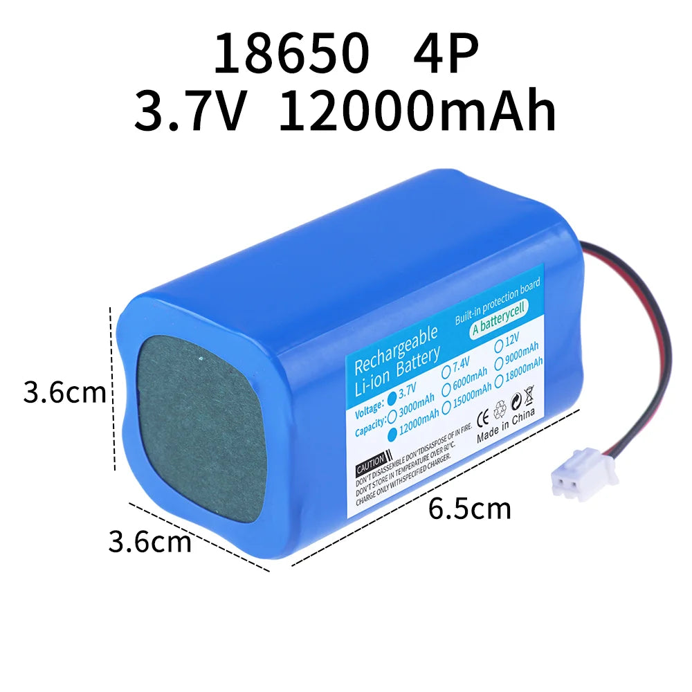3.7v 7.4v 12v 18650 Li-ion battery 3000mAh 6000mAh 8000mah 9000mAh 12000mAh with PCB protection XH 2.54 2P Plug