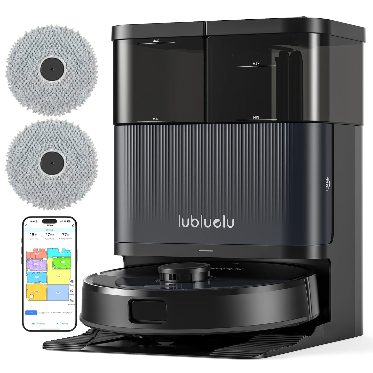 Lubluelu S1000 Robot Vacuum Mop with All-in-One Self-Clean Base - Auto Empty/Wash/Dry Mop Hands-Free 11000Pa 180min Runtime