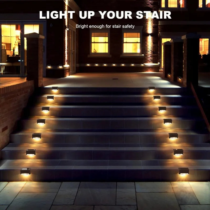 Outdoor Solar LED Step Lamp Waterproof Path Stair Garden Lights Balcony Decoration for Upstairs Downstairs Patio Fence Yard