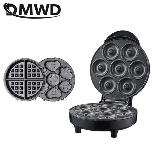 3in1 Breakfast Machine Double side heating Non-stick Grill Sandwich Waffle Maker Cartoon Cake Donut Baking Oven Dessert Toaster