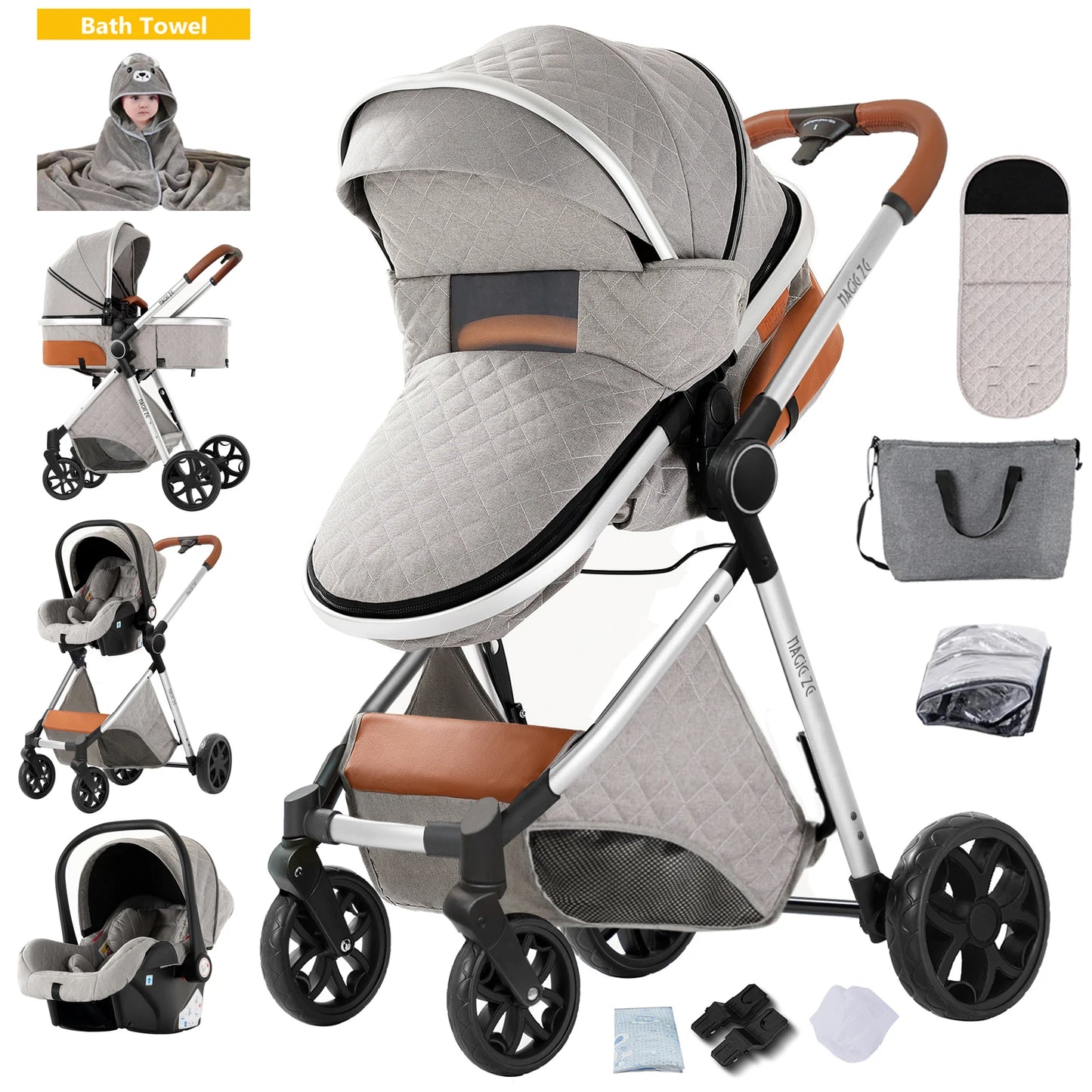 Baby stroller lightweight strollers 3 in 1 Baby carriage baby cart Baby carriage 3 in 1 Multiple stroller cradle for newborns