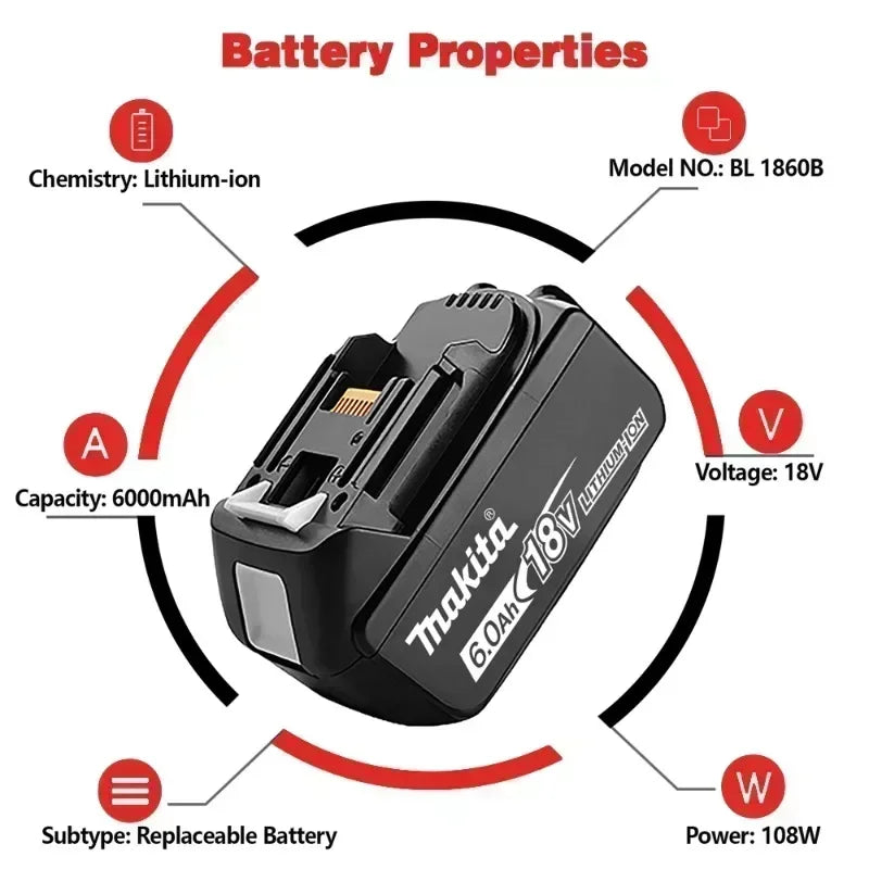 18V Makita Genuine Battery, LED Display Rechargeable Tool Battery for Makita LXT Series Power Tool Battery & Charger