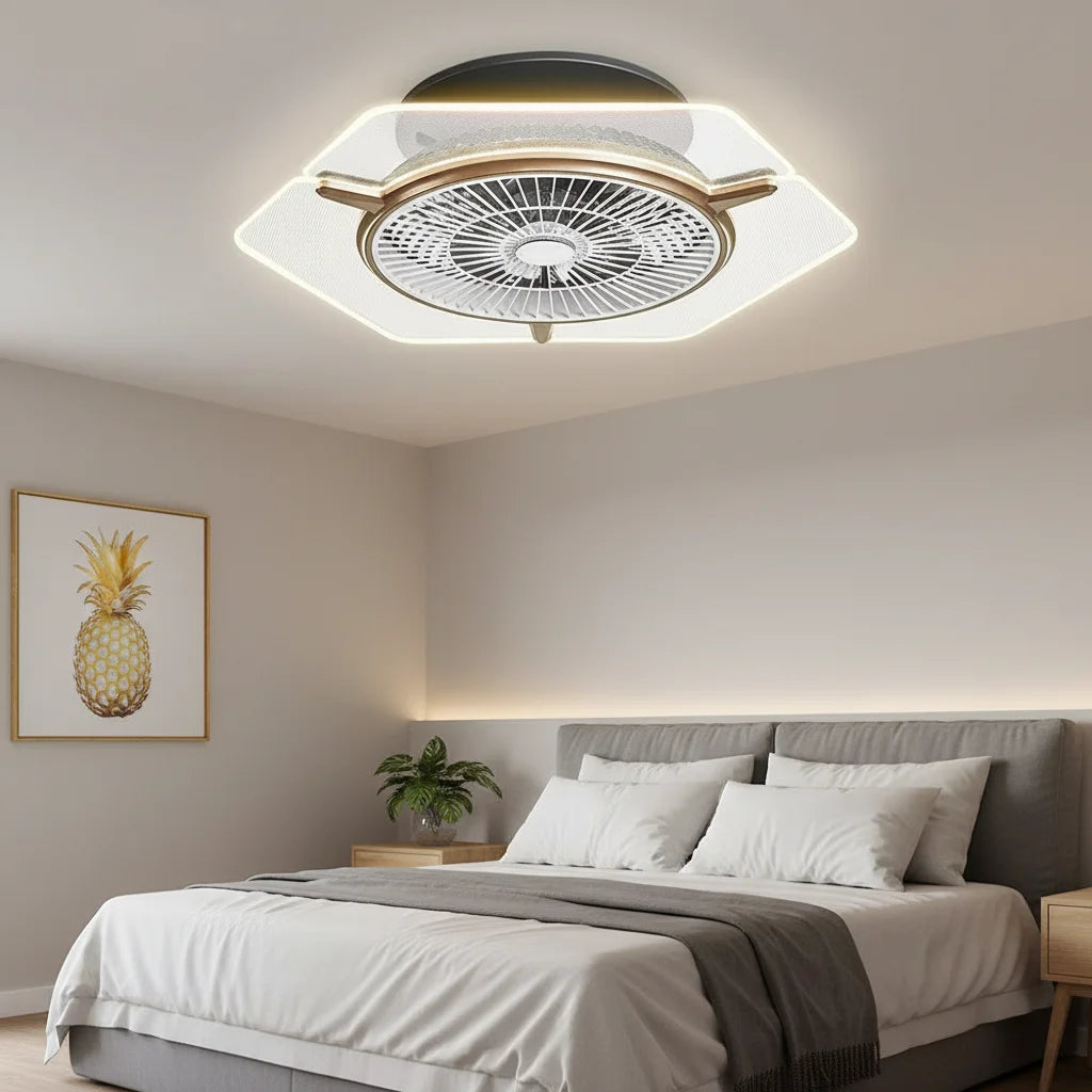 Gold Modern Ceiling Fan Light 2880lm Lumens Ceiling Fan Light with Remote Control for Living Rooms, Dining Rooms, Bedrooms