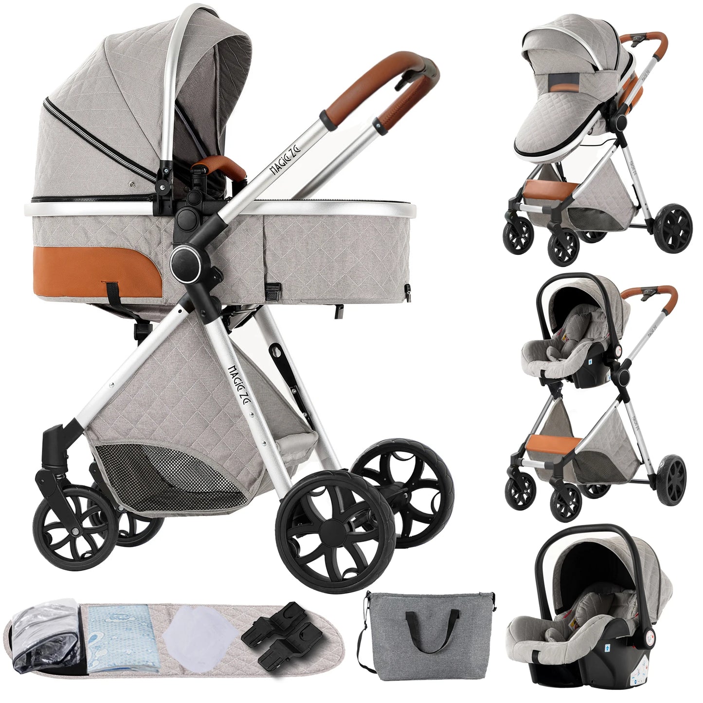 Deluxe Baby Travel System Stroller with Bassinet & Car Seat — One-Hand Quick Fold, Lightweight and Portable for Adventures