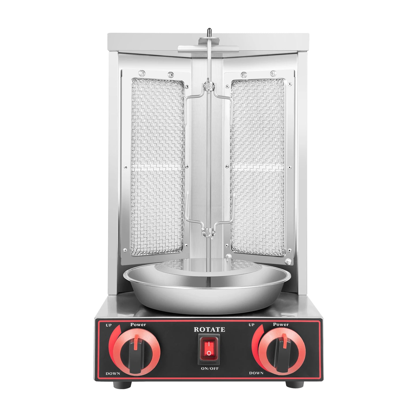 3000W Gas Vertical Shawarma Machine Doner Kebab Grill Gyro Rotisserie Oven Meat Broiler with 2 Burner for Home Restaurant