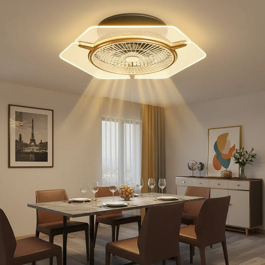 Gold Modern Ceiling Fan Light 2880lm Lumens Ceiling Fan Light with Remote Control for Living Rooms, Dining Rooms, Bedrooms
