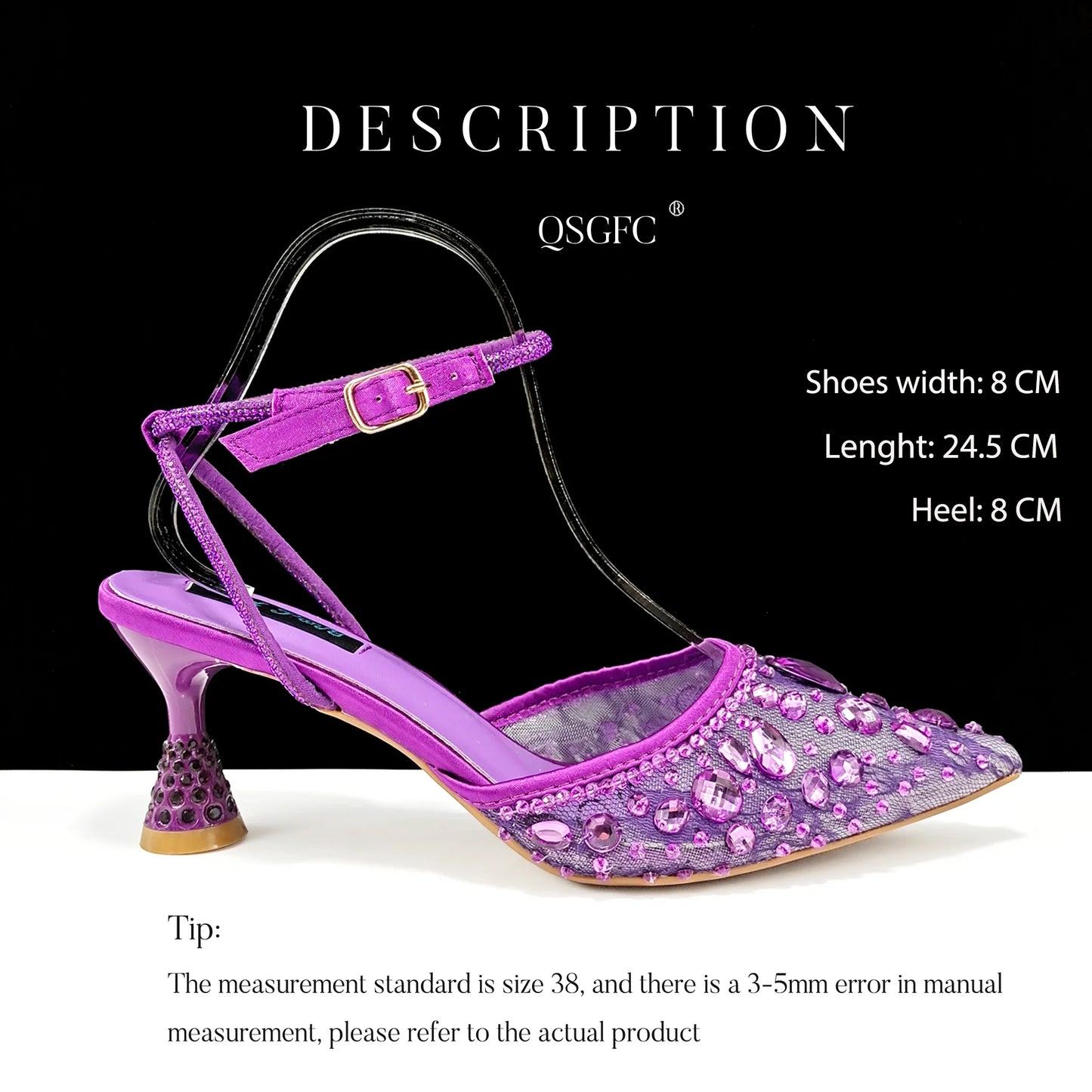 Shiny Purple Color Shoes and Bag Elegant Handbags and Medium Heel Shoes Beautiful Handmade shoes For Wedding Party