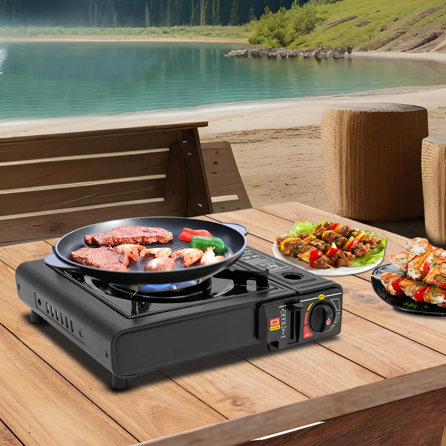 Charcoal Grill Outdoor 2500W - Lightweight 3.53lbs Easy Clean Detachable Parts, Explosion-Proof for Camping Backyard Cooking