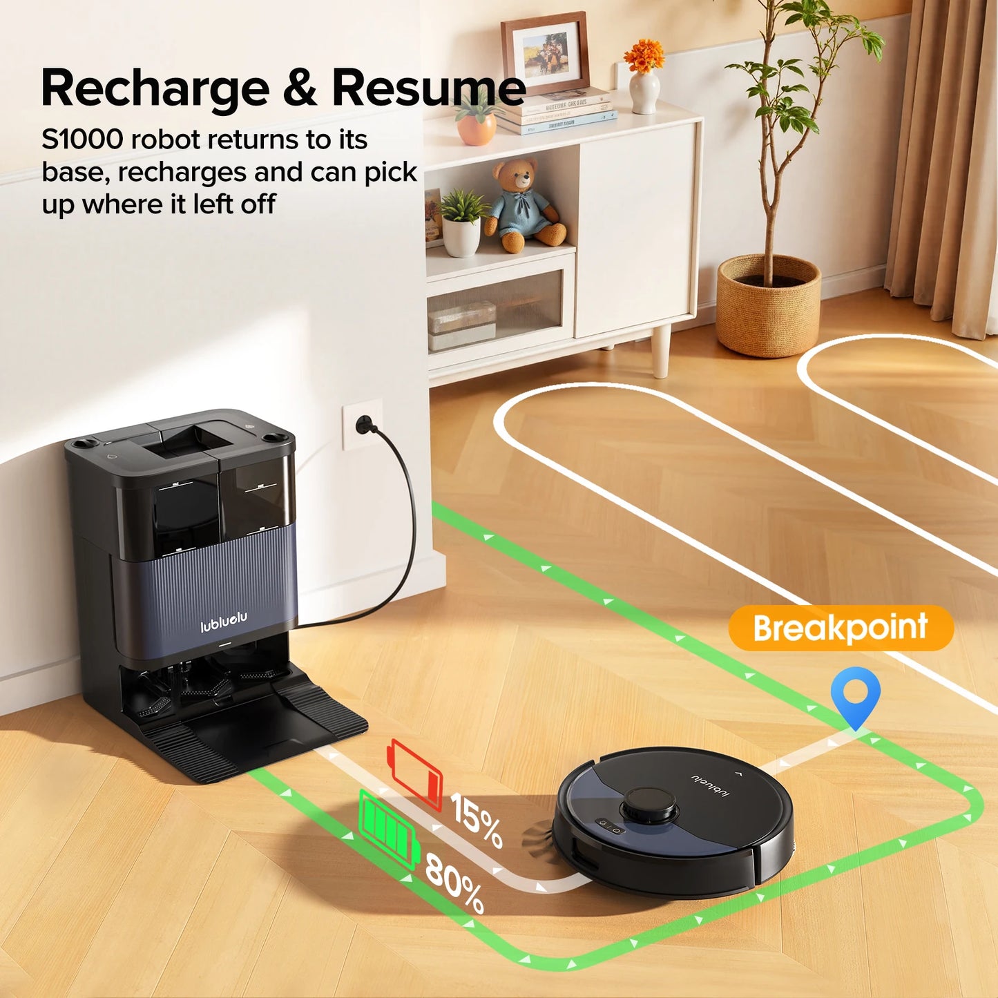 Lubluelu S1000 Robot Vacuum Mop with All-in-One Self-Clean Base - Auto Empty/Wash/Dry Mop Hands-Free 11000Pa 180min Runtime
