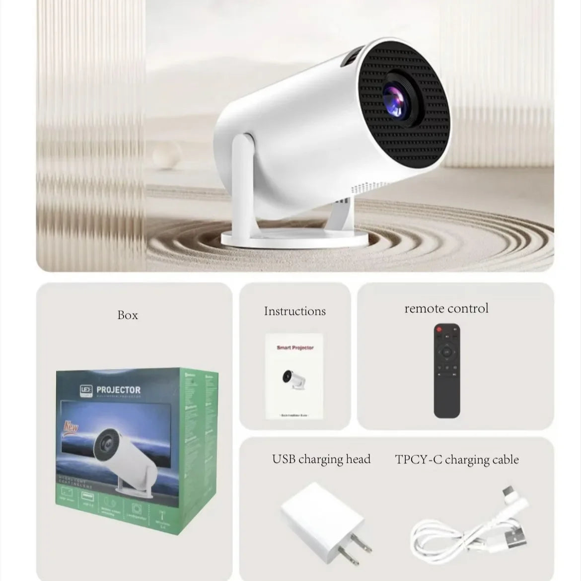 Full HD 1080P HY300 Portable Projector 270 Degree Rotation Technology Multi-device Compatibility USB HDMI Input Video Projective