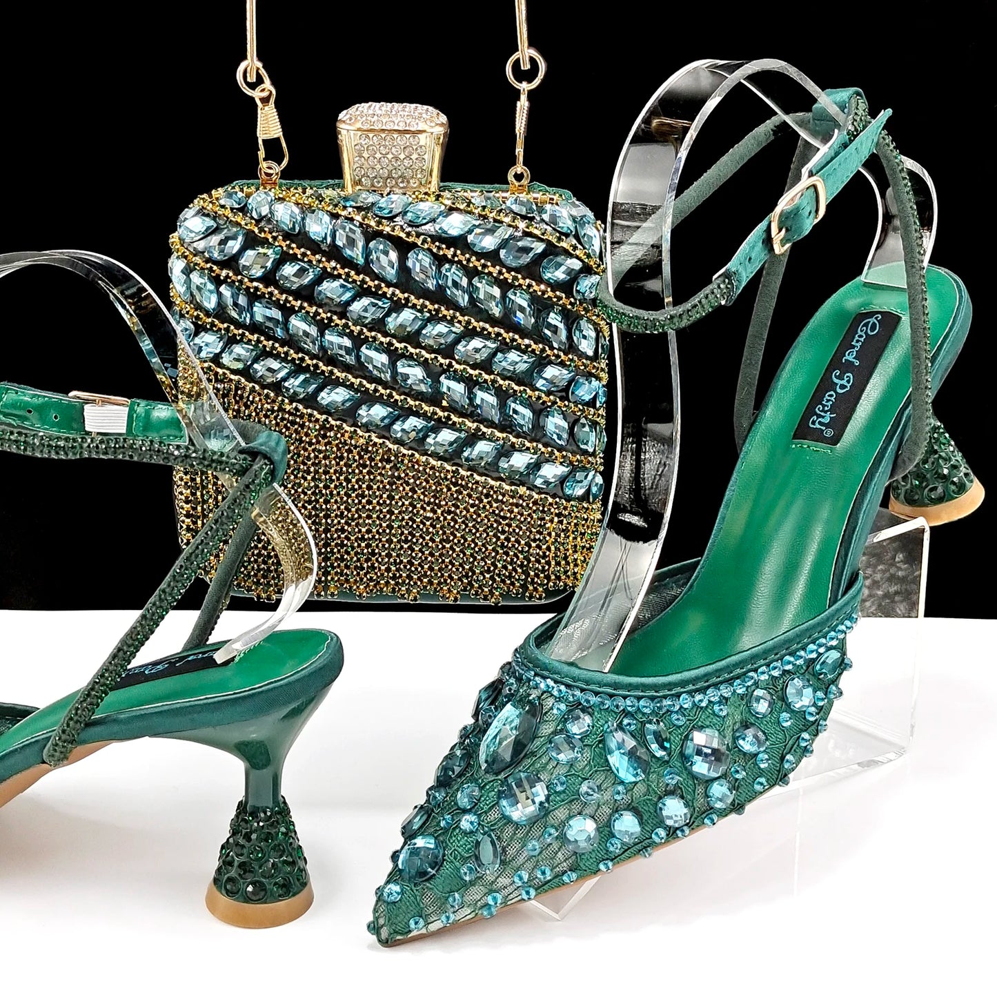 Shiny Purple Color Shoes and Bag Elegant Handbags and Medium Heel Shoes Beautiful Handmade shoes For Wedding Party