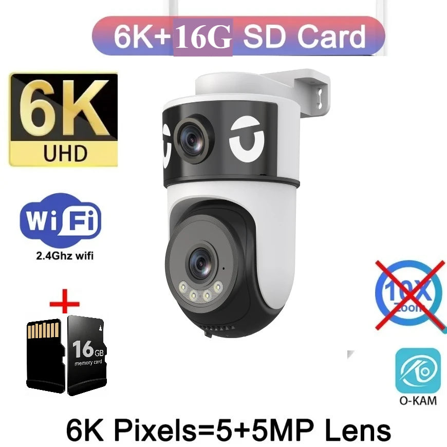 20MP 10X Optical Zoom WiFi6 Outdoor Security Cam Four Lens Three Screens Auto Tracking 6K Dual Len Waterproof WiFi CCTV Cam 10K