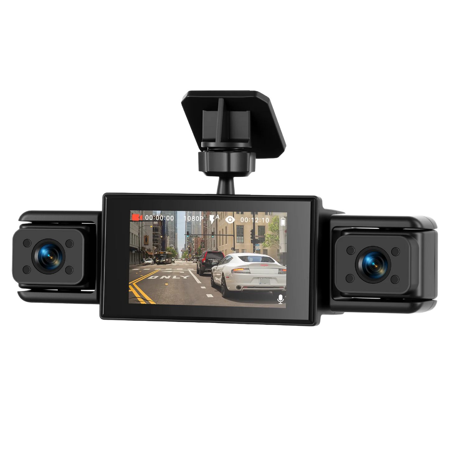 Podofo 3'' 1080P Car Dash Cam Loop Recording Night Vision Car Recorder 4 Lens Reversing Help Motion Detection Parking Monitor
