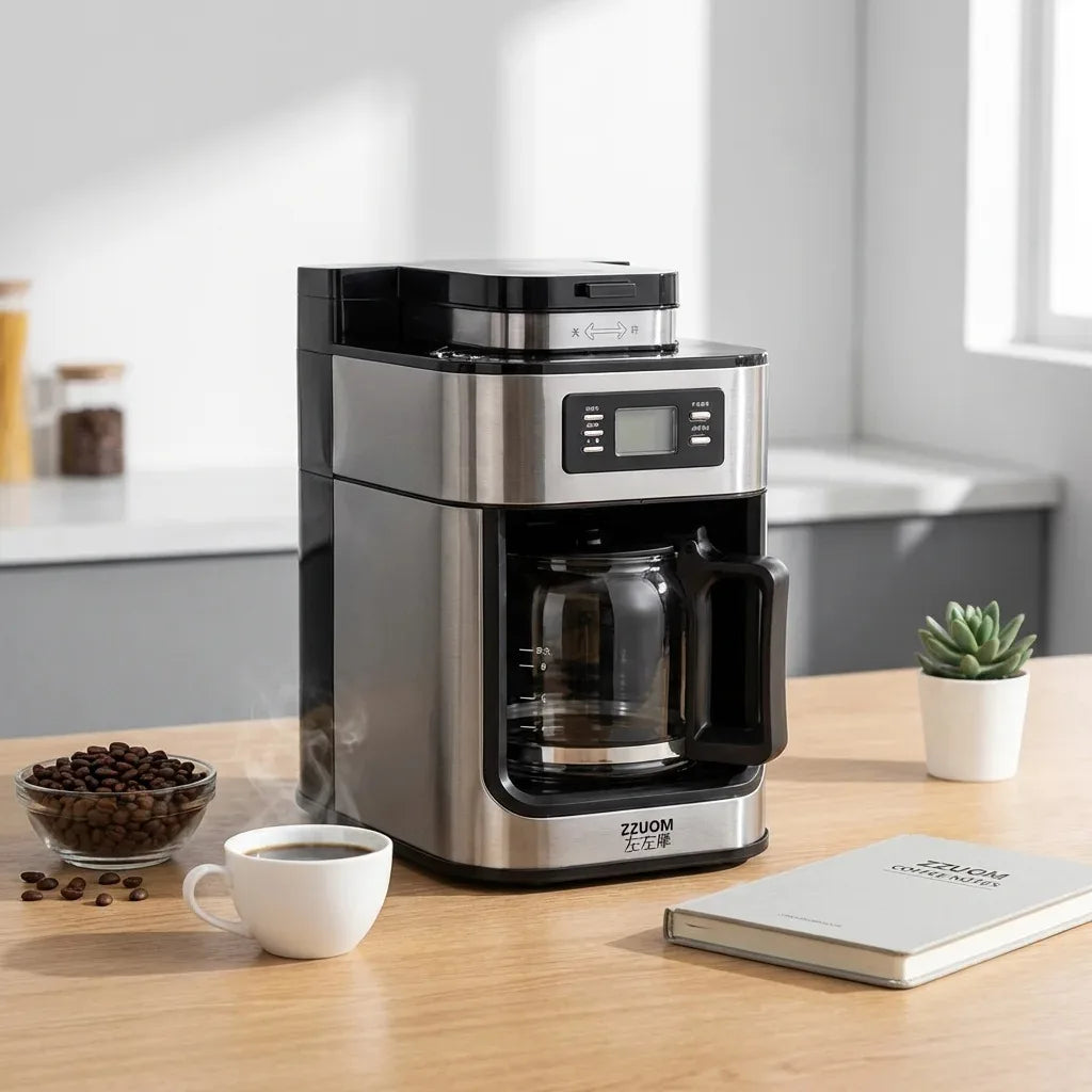 DIVEDEER Home Coffee Maker Machine 1000W Automatic display Bean Grinder Fresh Grinding American Espresso Coffee Tea Milk