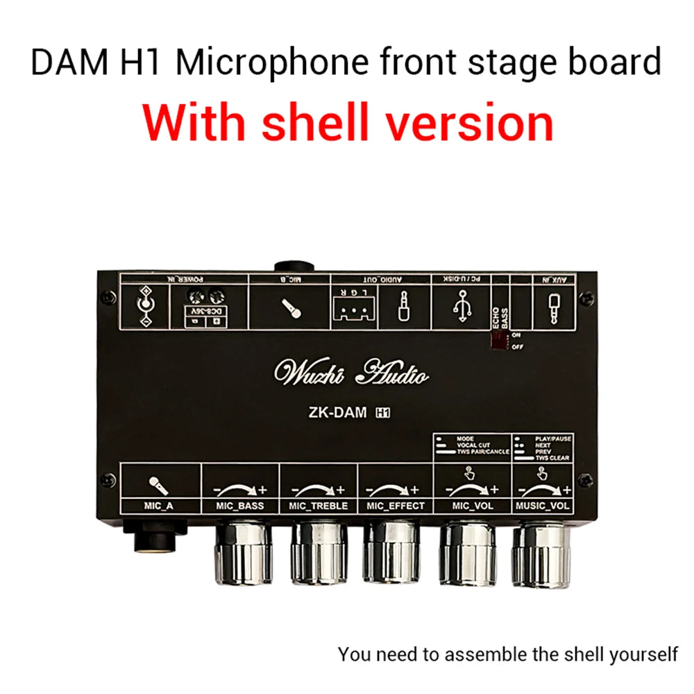 DC 8-36V ZK-DAM-H2 Upgraded Reverb Board Isolation Low Noise Front Stage Effect Device External Mic BT USB Decoding Supports TWS