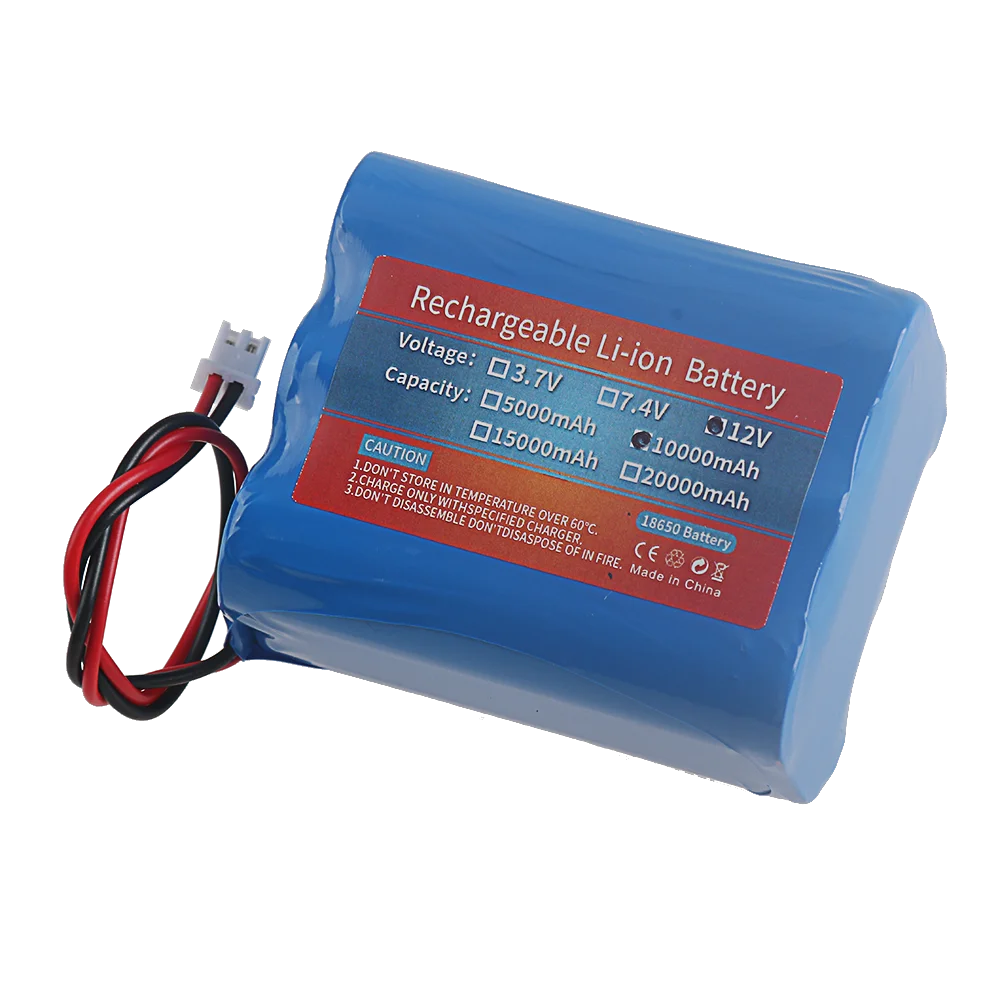 3.7v 7.4v 12v 18650 Li-ion battery 3000mAh 6000mAh 8000mah 9000mAh 12000mAh with PCB protection XH 2.54 2P Plug