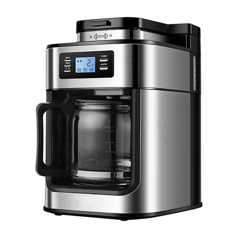 DIVEDEER Home Coffee Maker Machine 1000W Automatic display Bean Grinder Fresh Grinding American Espresso Coffee Tea Milk