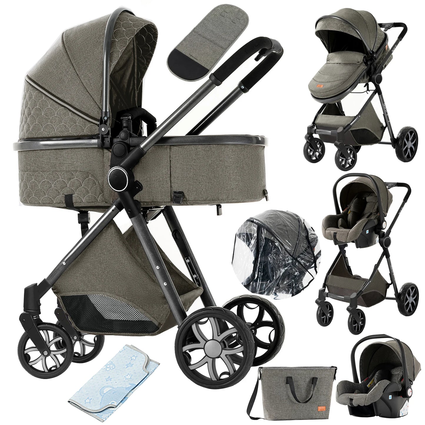 Baby stroller lightweight strollers 3 in 1 Baby carriage baby cart Baby carriage 3 in 1 Multiple stroller cradle for newborns