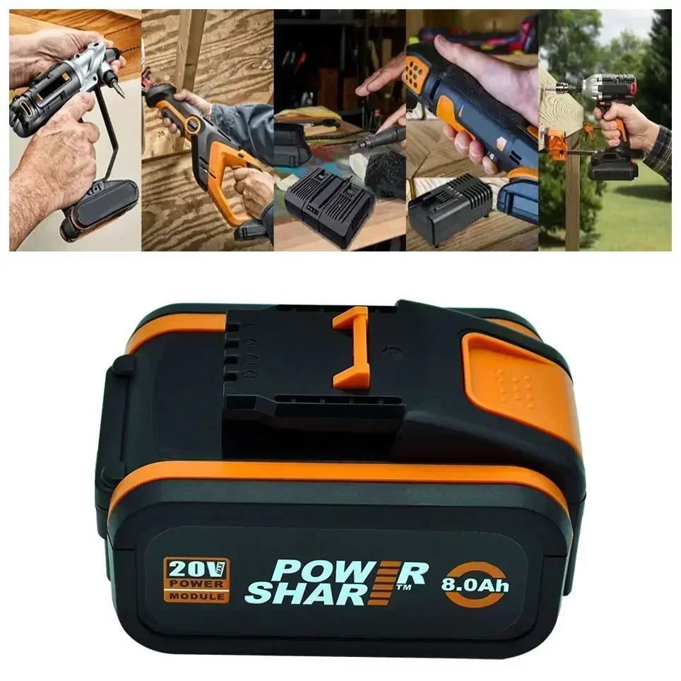 Worx Original 20V 8.0Ah Lithium battery Rechargeable WA3553 WA3551 WA3553.1 WA3570 for All WORX Electric and Garden Tools