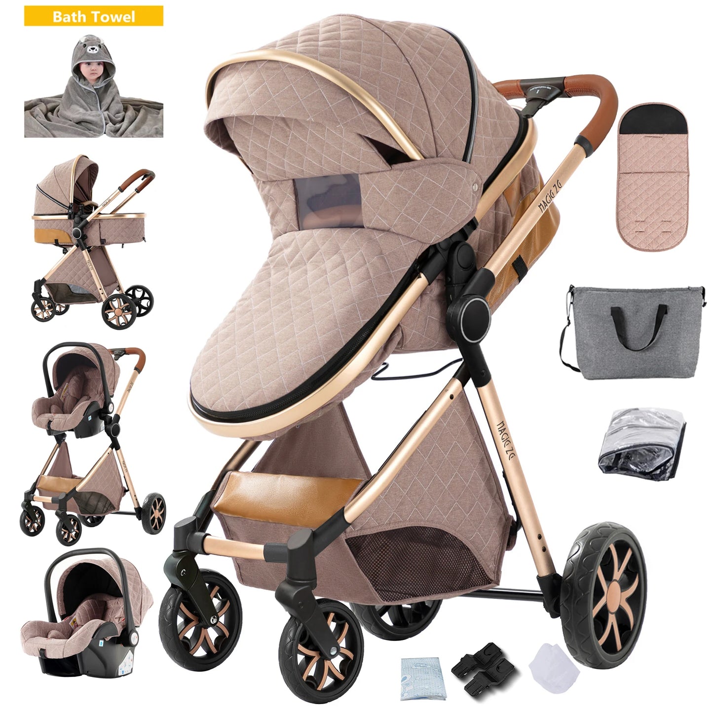 Baby stroller lightweight strollers 3 in 1 Baby carriage baby cart Baby carriage 3 in 1 Multiple stroller cradle for newborns