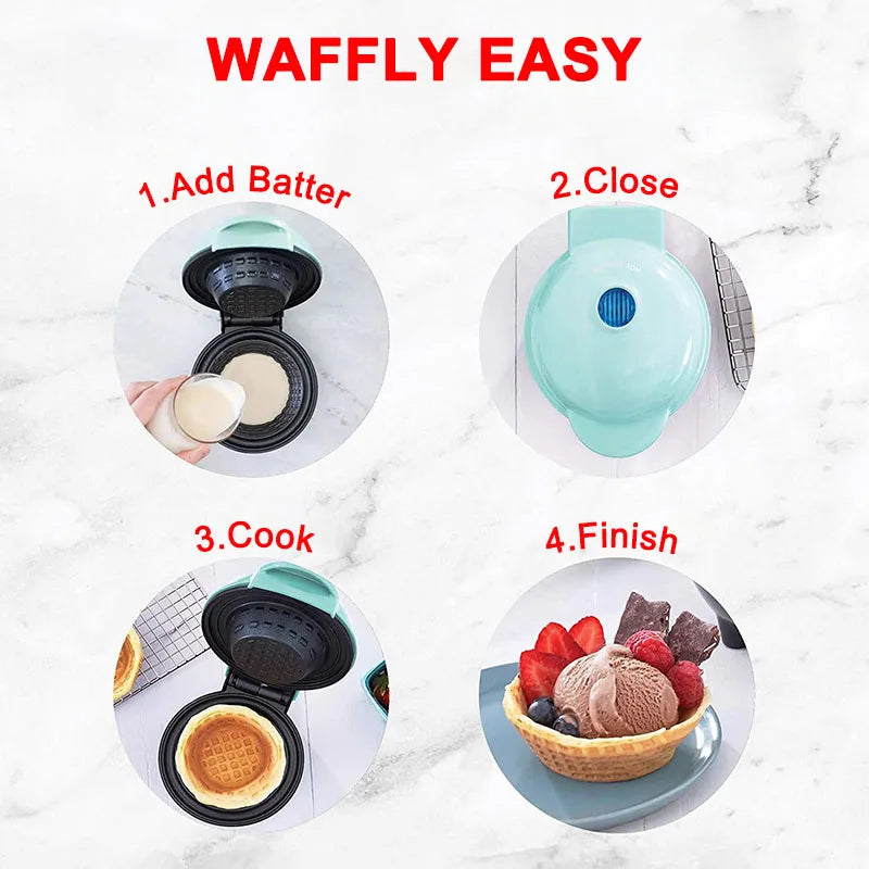 110V/220V Multifunctional Mini Electric Bowl Waffle Maker Cake Sandwich ToasterDessert Biscuit Breakfast Roaster Baking Pan EU