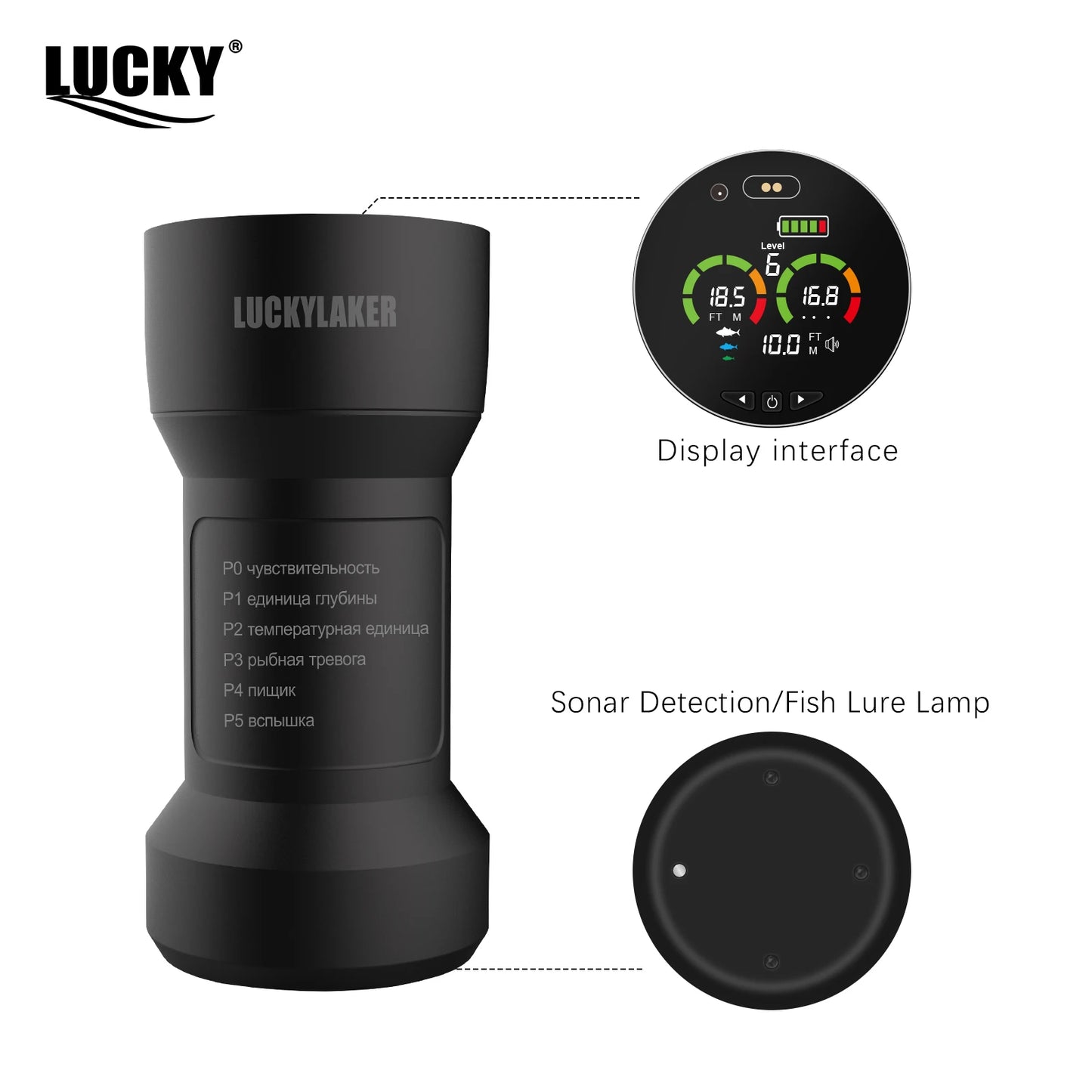 Portable Sonar Fish Finders Fishing Lure  Echo Sounder Russian Manual FF202