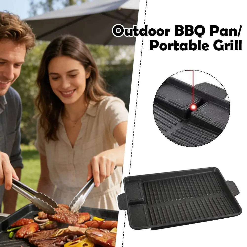 Korean Rectangle BBQ Grill Pan Portable Non-Stick Barbecue Pan Aluminum Titanium Coating Barbecue Pan For Home Party Outdoor
