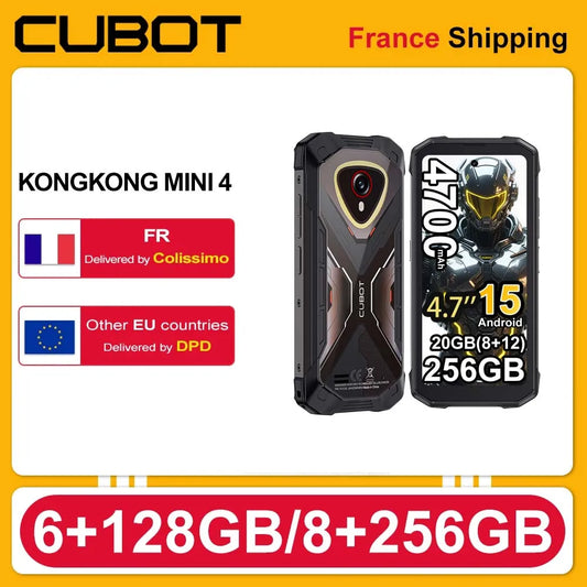 Cubot KingKong Mini 4 Android 15 Rugged Smartphone , 4.7-Inch Display, 90Hz, 4700mAh, 6GB+128GB,8GB+256GB NFC 48MP Camping Light