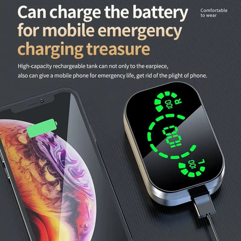 TWS Wireless Bluetooth Headset with Charge Box for Phone Noise Cancelling Mic Earbuds LED Display Headphones Sport Earphones